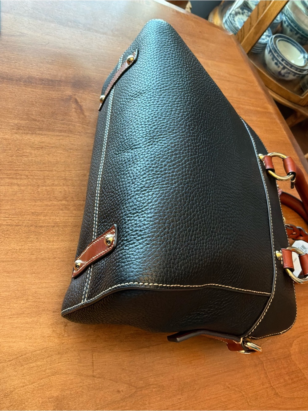 Dooney & Bourke Black and Brown Pebble Cameron Satchel - Picture 8 of 16